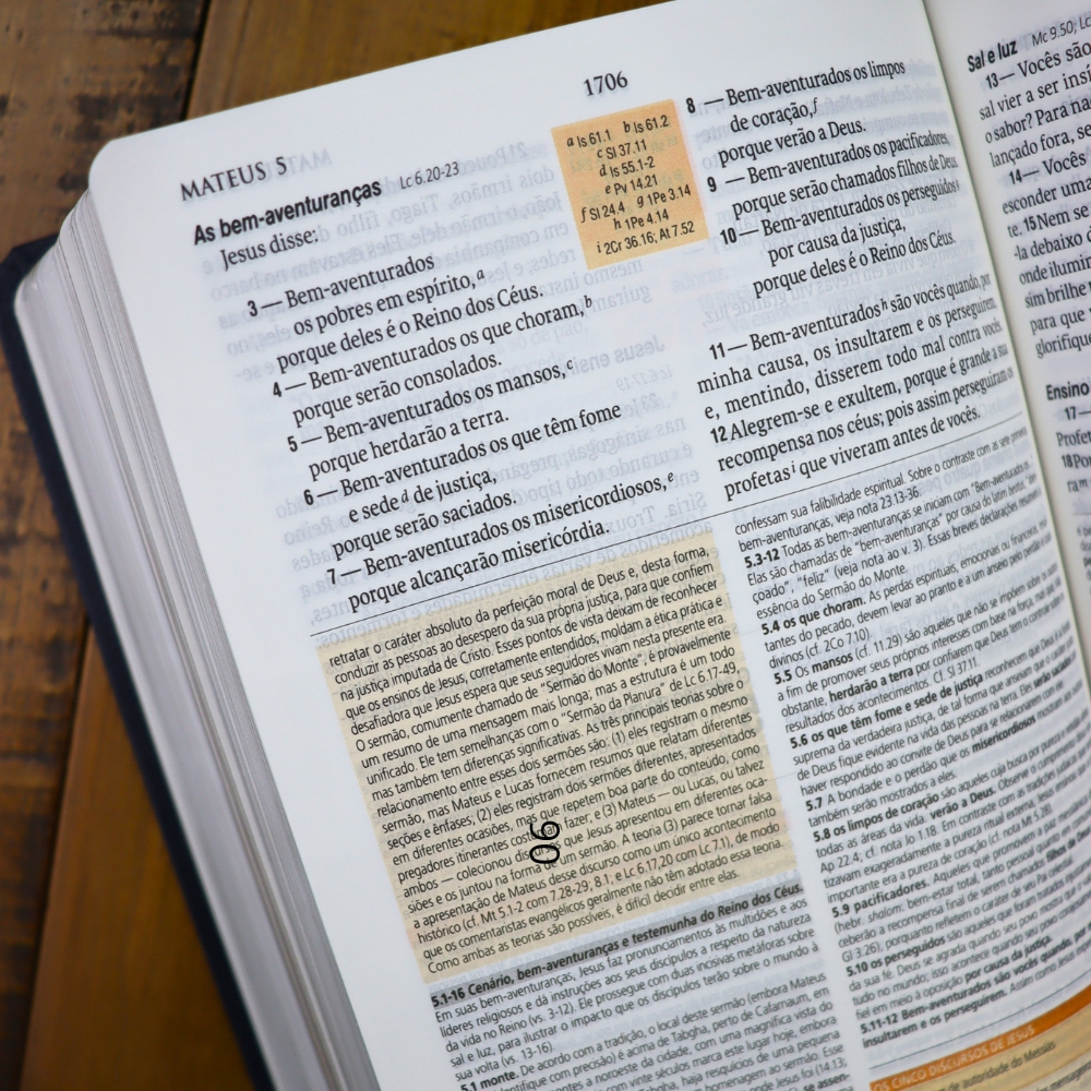 Bíblia de Estudo | NAA | Tamanho Portátil | Capa Luxo Azul | Letra Normal