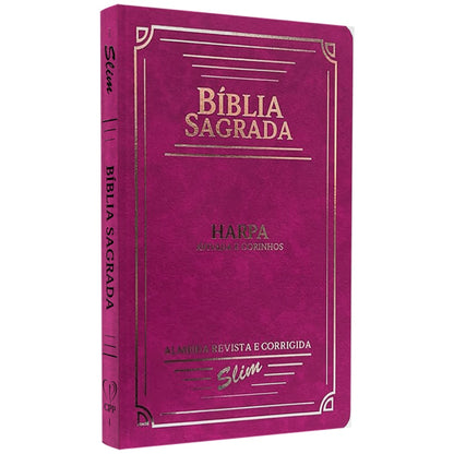Bíblia Slim | ARC | Letra Normal| C/ Harpa e Corinhos | Capa Semiflexível Pink