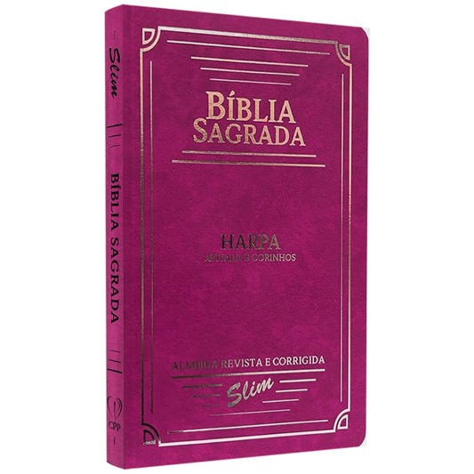 Bíblia Slim | ARC | Letra Normal| C/ Harpa e Corinhos | Capa Semiflexível Pink