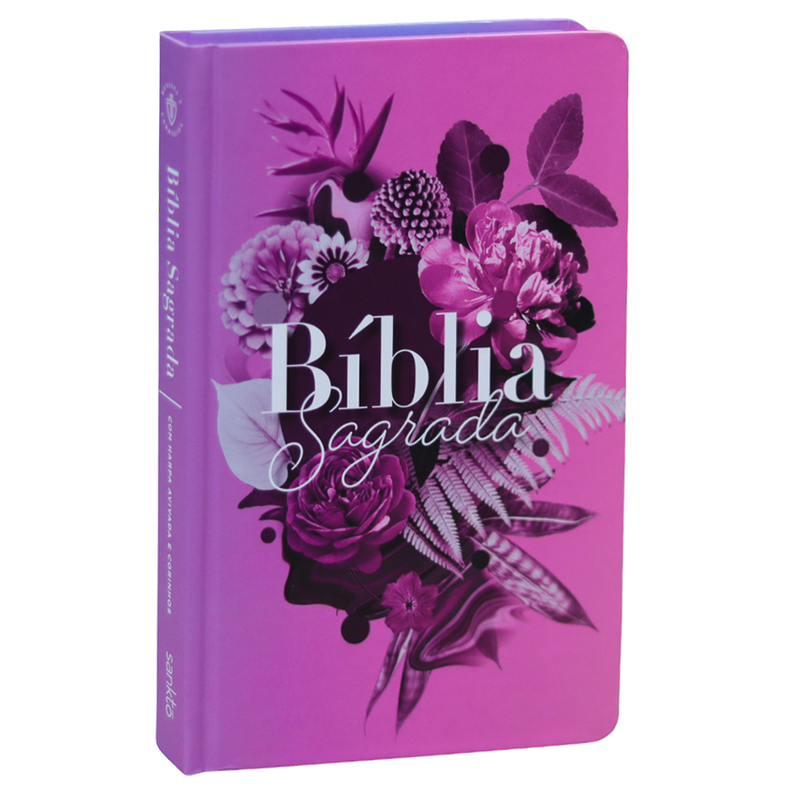 Bíblia Sagrada 860 | ARC | Letra Normal | Com Harpa Avivada e Corinhos | Capa Buquê Roxo
