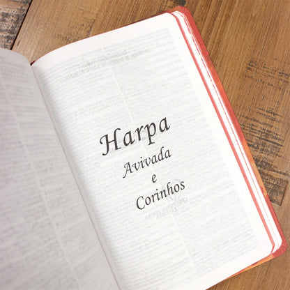 Bíblia Sagrada 860 | ARC | Letra Normal | Com Harpa Avivada e Corinhos | Capa Leão Laranja