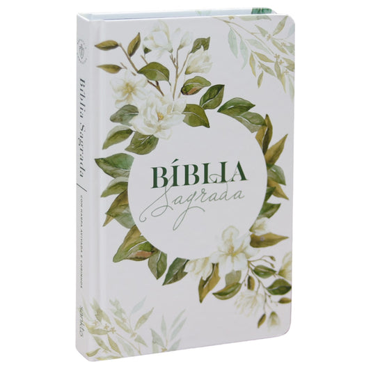 Bíblia Sagrada 860 | ARC | Letra Normal | Com Harpa Avivada e Corinhos | Capa Magnólia Branca