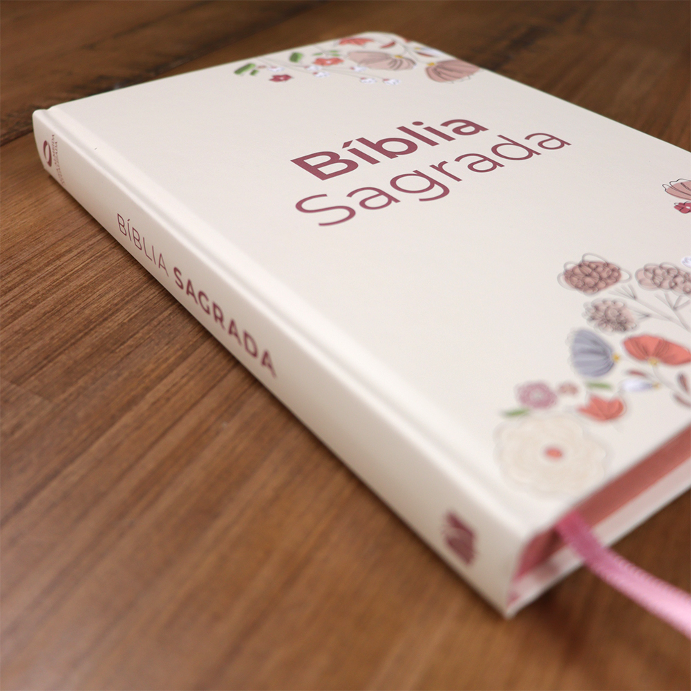 Bíblia Sagrada Flores Creme | NAA | Letra Normal | Capa Dura