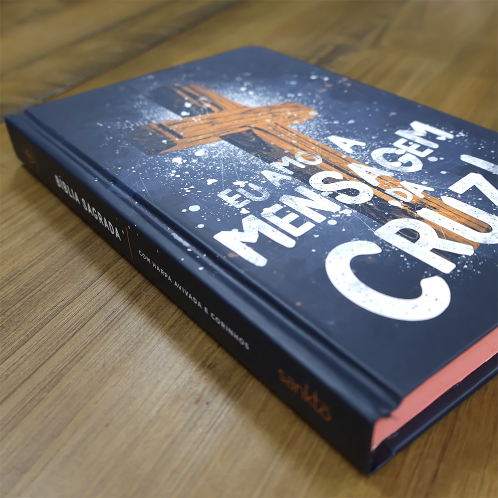 Bíblia Eu Amo a Mensagem da Cruz |  ARC | Letra Normal | Com Harpa e Corinhos | Capa Dura