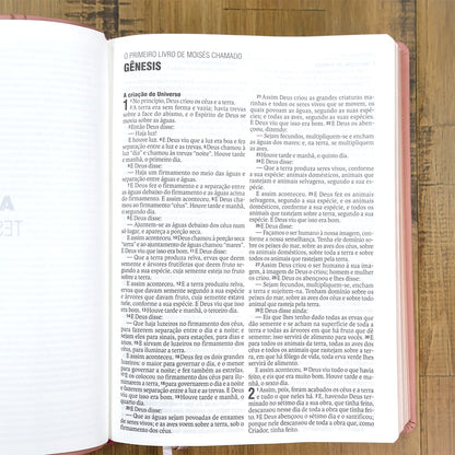 Bíblia Sagrada | NAA | Letra Normal | Capa Couro Legítimo Rosa