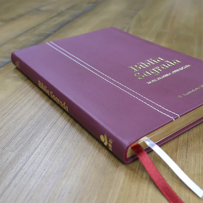 Bíblia Sagrada | NAA | Letra Normal | Capa Couro Legítimo Rubi