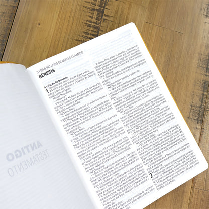 Bíblia Sagrada | NAA | Letra Normal | Capa Couro Legítimo Açafrão