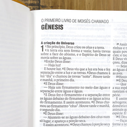 Bíblia Sagrada | NAA | Letra Normal | Capa Couro Legítimo Açafrão