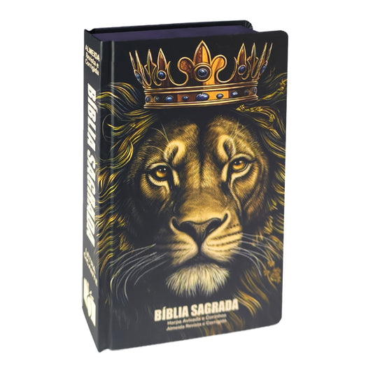 Bíblia Sagrada Leão Coroa | ARC | Letra Grande | Capa Dura | Harpa Avivada e Corinhos
