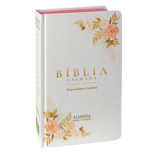 Bíblia Sagrada Rosas Minimalistas | ARC | Letra Gigante | Capa Dura | Harpa Avivada e Corinhos
