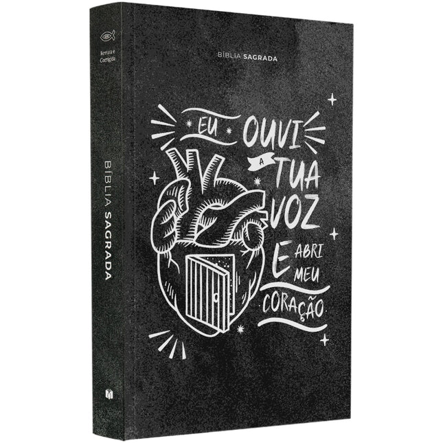 Bíblia Sagrada Lettering Abri meu Coração | ARC | Letra Normal | Capa Brochura