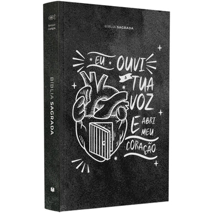 Bíblia Sagrada Lettering Abri meu Coração | ARC | Letra Normal | Capa Brochura