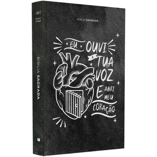 Bíblia Sagrada Lettering Abri meu Coração | ARC | Letra Normal | Capa Brochura