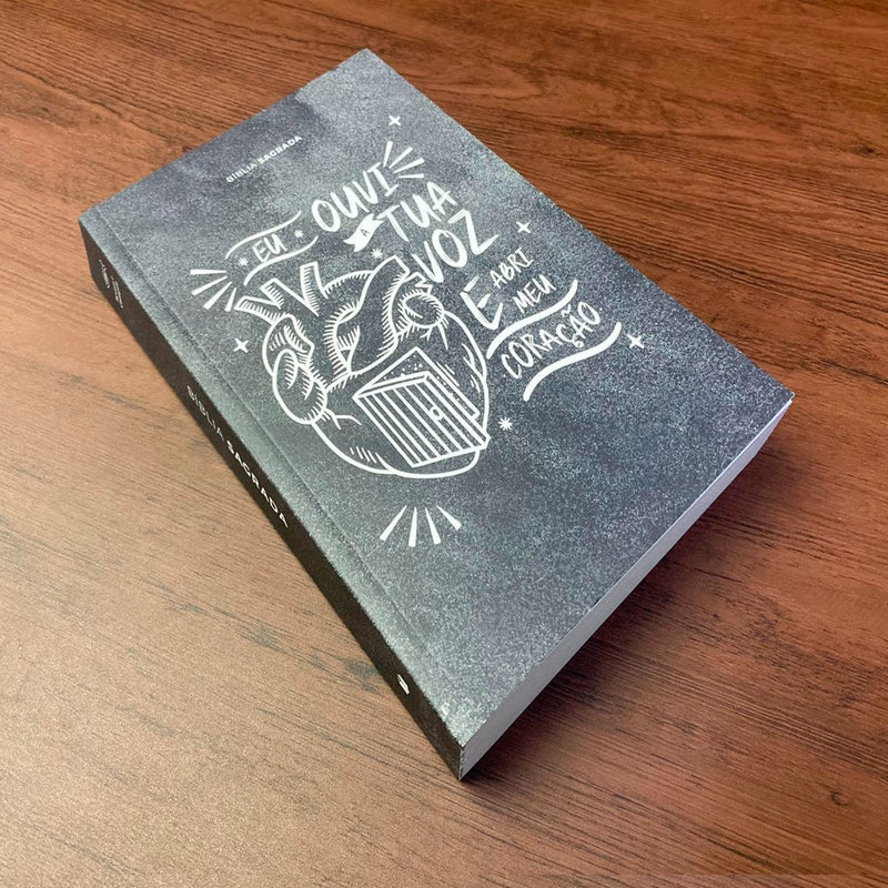 Bíblia Sagrada Lettering Abri meu Coração | ARC | Letra Normal | Capa Brochura