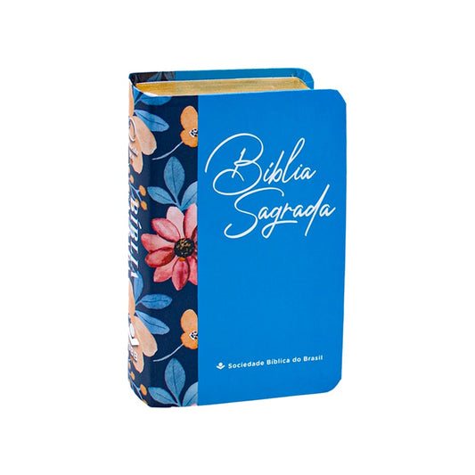 Bíblia Sagrada Azul Flor | ARA | Edição de Bolso