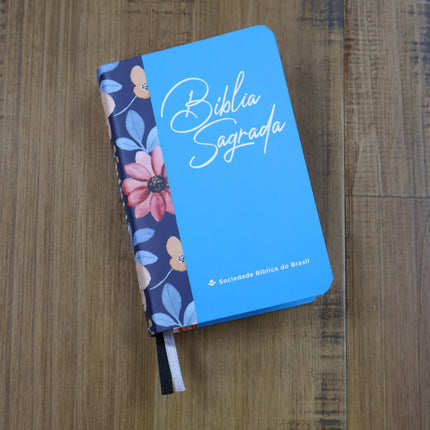 Bíblia Sagrada Azul Flor | ARA | Edição de Bolso
