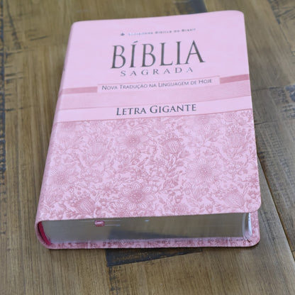Bíblia Sagrada | Letra Gigante | NTLH | Capa Rosa Claro | Com Índice