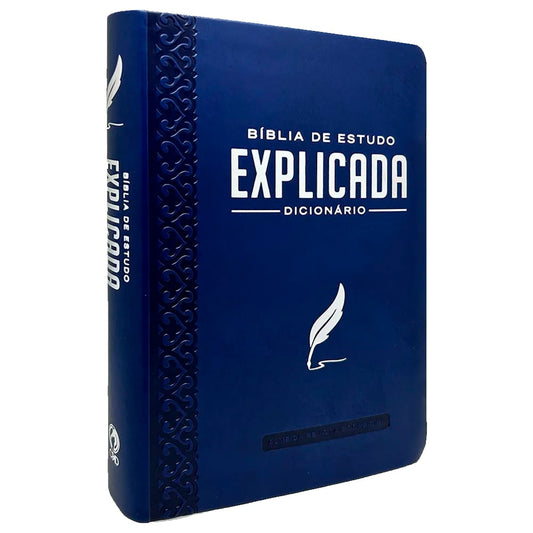 Bíblia de Estudo Explicada | ARC | Letra Média | Luxo Azul