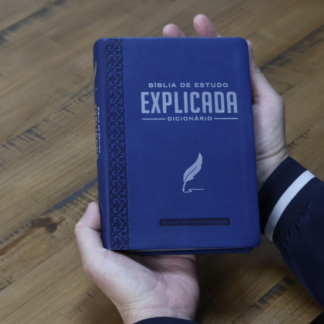 Bíblia de Estudo Explicada | ARC | Letra Média | Luxo Azul