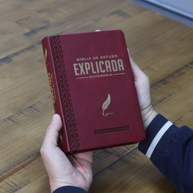 Bíblia de Estudo Explicada | ARC | Letra Média | Luxo Vinho