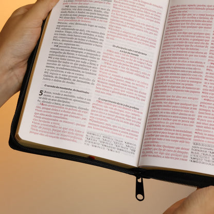 Bíblia Sagrada | ARC | Letra Grande | PJV |  PU Zíper Harpa Cristã Preta