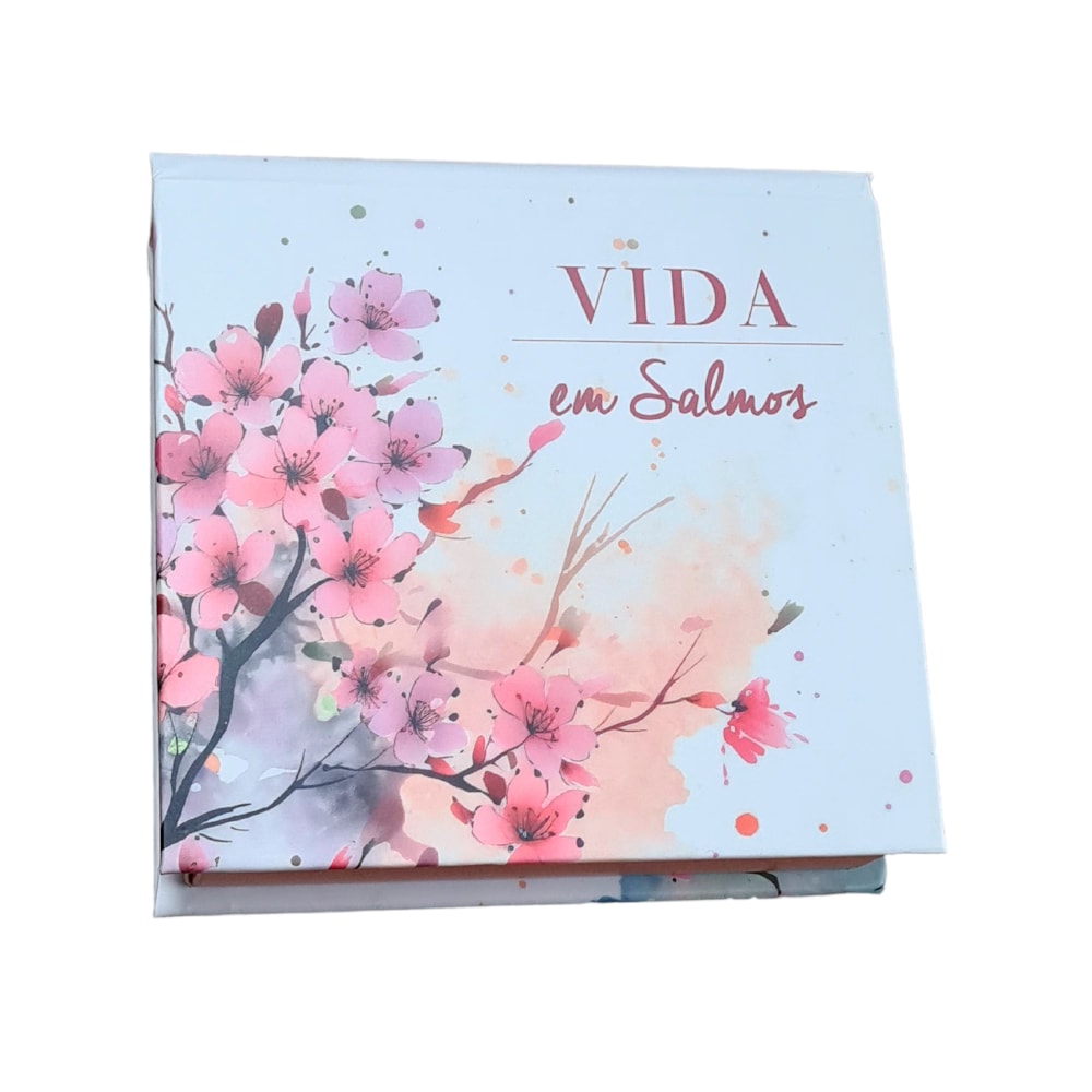 Vida em Salmos | Cerejeira Aquarelada | Inspiração e Promessas Caixinha de Versos Bíblicos