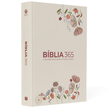 Bíblia 365 Flores Creme | NVT | Letra Grande | Capa Dura