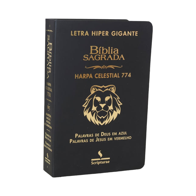 Bíblia Sagrada Harpa Celestial 774 | ERC | Letra Hipergigante | Capa Luxo Leão Preta