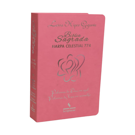 Bíblia Sagrada Harpa Celestial 774 | ERC | Letra Hipergigante | Capa Luxo Rosa Rosa