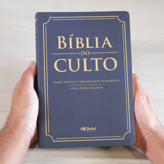 Bíblia do Culto com Harpa Cristã e Corinhos | ARC | Letra Extra Gigante | Capa Azul