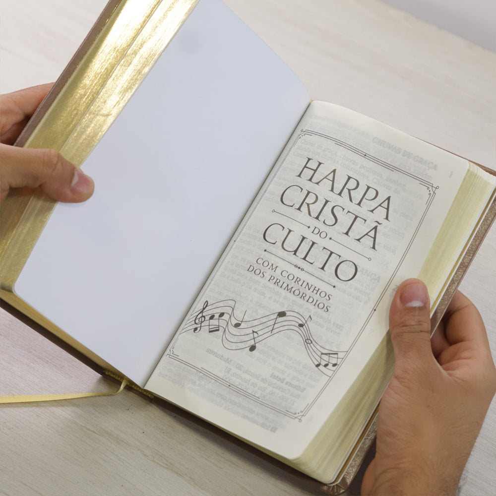 Bíblia do Culto com Harpa Cristã e Corinhos | ARC | Letra Gigante | Capa Semi-flexível Nude