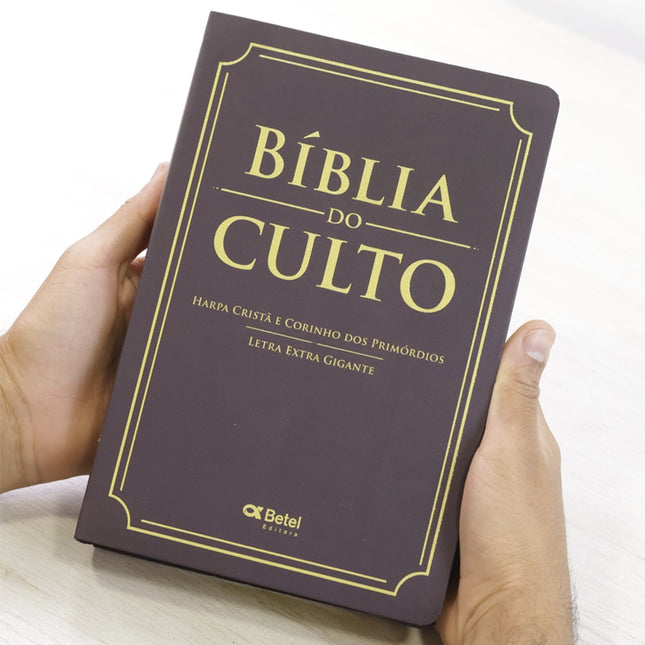 Bíblia do Culto com Harpa Cristã e Corinhos | ARC | Letra Extra Gigante | Capa Telha