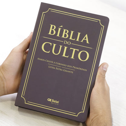 Bíblia do Culto com Harpa Cristã e Corinhos | ARC | Letra Extra Gigante | Capa Telha