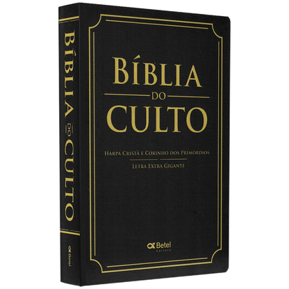 Bíblia do Culto com Harpa Cristã e Corinhos | ARC | Letra Extra Gigante | Capa Preta