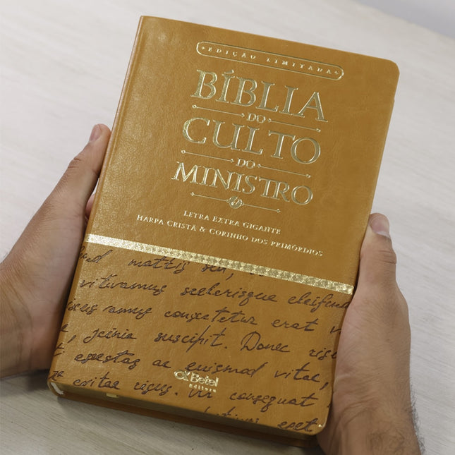 Bíblia do Culto do Ministro com Harpa Cristã e Corinhos | ARC | Letras ExtraGigante | Capa Luxo Marrom