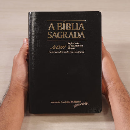Bíblia Sagrada RCM | ACF | Letra Gigante | Capa Recouro Alligator Preta
