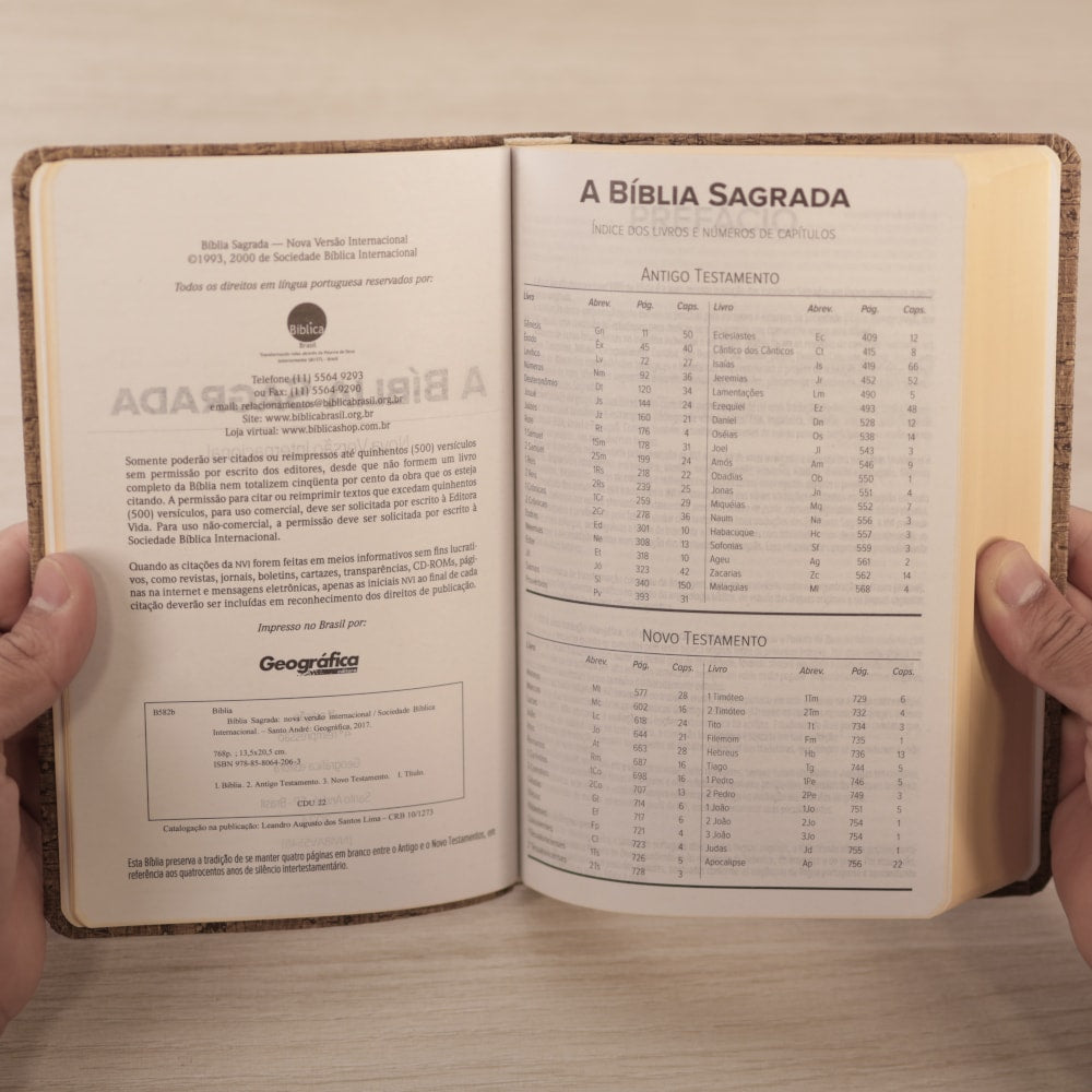 Bíblia Sagrada | NVI | Letra Normal | Capa Luxo Madeira Escura