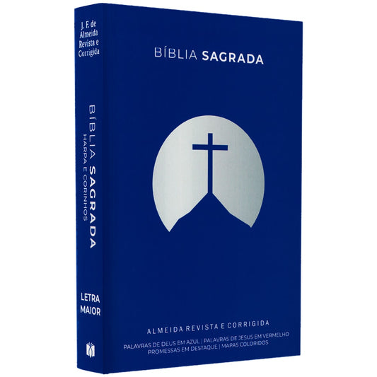 Bíblia Cruz Azul | ARC | Letra Maior | Harpa e Corinhos | Capa Brochura