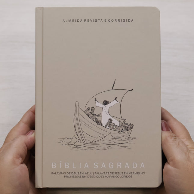 Bíblia Sagrada Jesus no Barco | ARC | Letra Maior | Harpa e Corinhos | Capa Dura