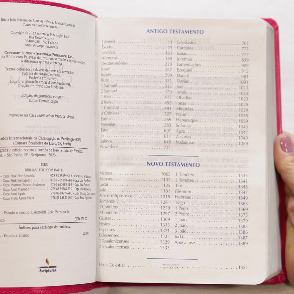Bíblia Sagrada Harpa Celestial 774 | ERC | Letra Extra Gigante | Capa Pink Flor Amarela