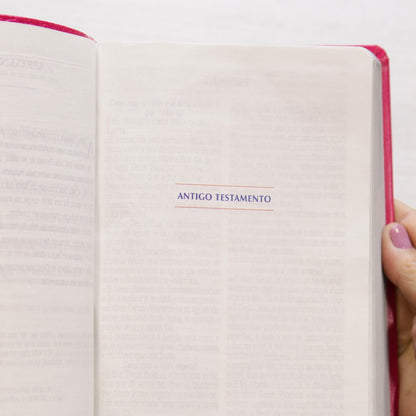Bíblia Sagrada Harpa Celestial 774 | ERC | Letra Extra Gigante | Capa Pink Floral