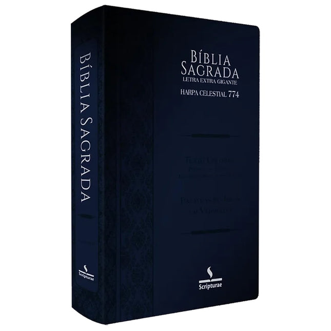 Bíblia Sagrada Harpa Celestial 774 | ERC | Letra Extra Gigante | Capa Azul Brasão