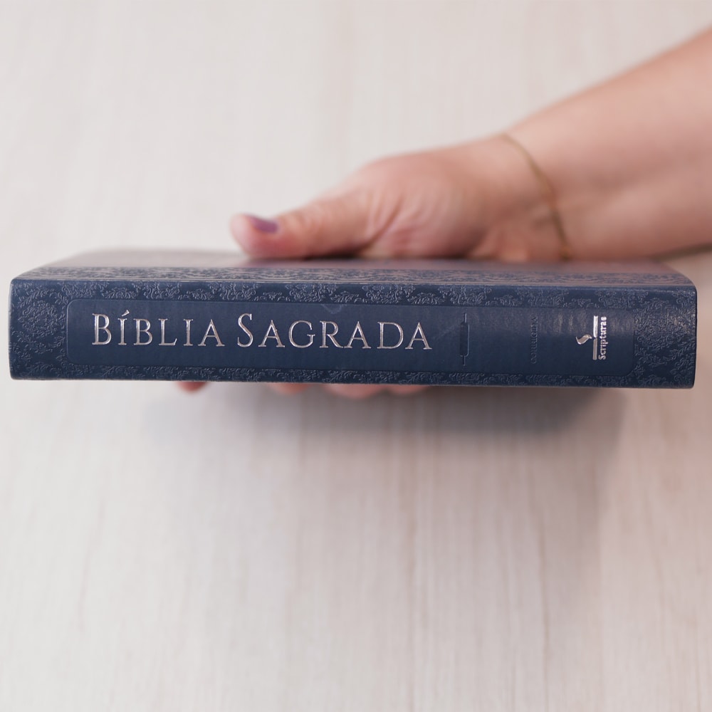 Bíblia Sagrada Harpa Celestial 774 | ERC | Letra Extra Gigante | Capa Azul Brasão