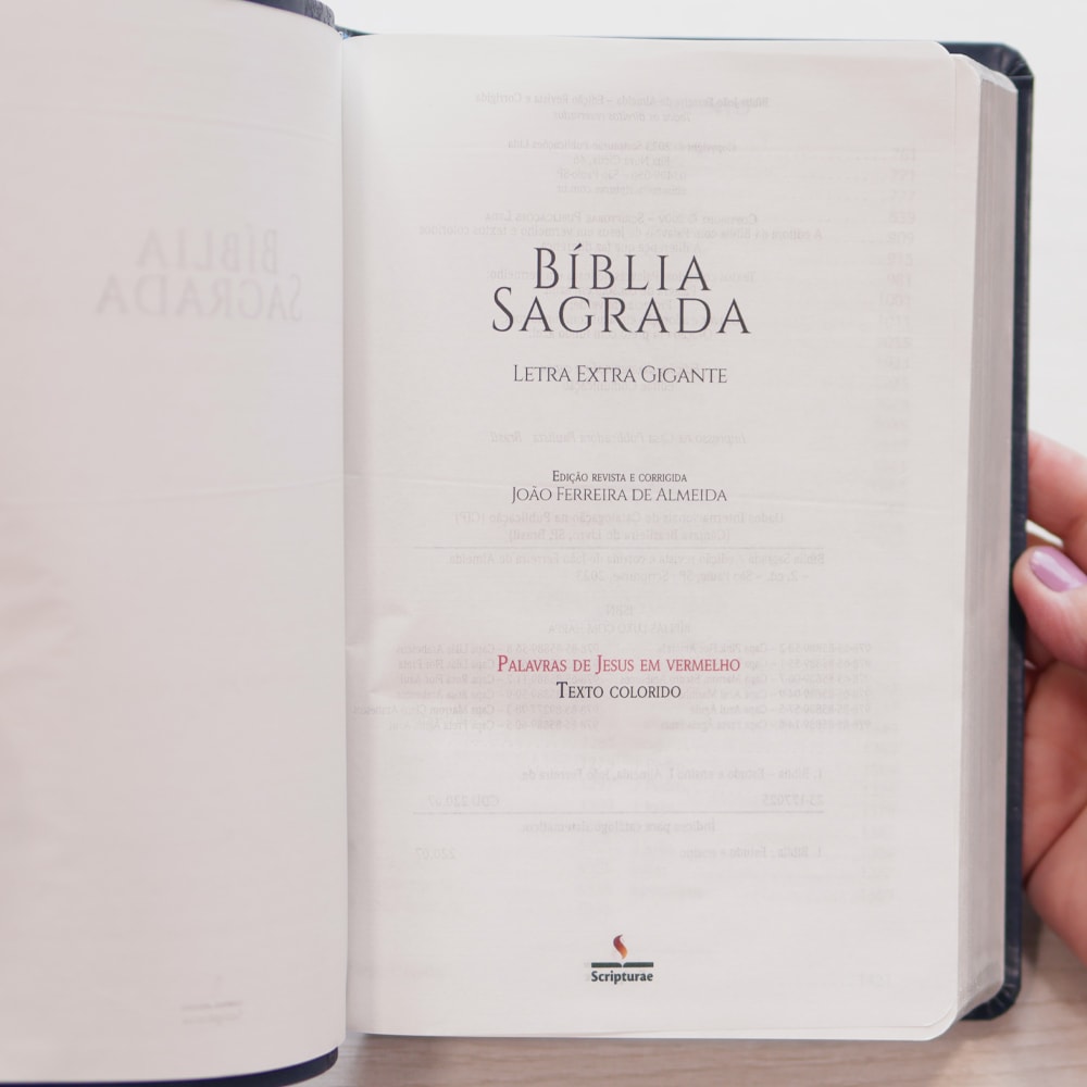 Bíblia Sagrada Harpa Celestial 774 | ERC | Letra Extra Gigante | Capa Azul Brasão