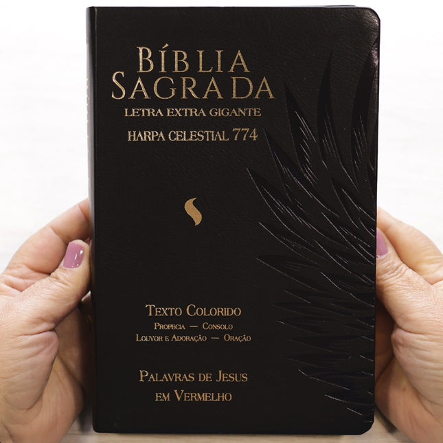 Bíblia Sagrada Harpa Celestial 774 | ERC | Letra Extra Gigante | Capa Preta Águia