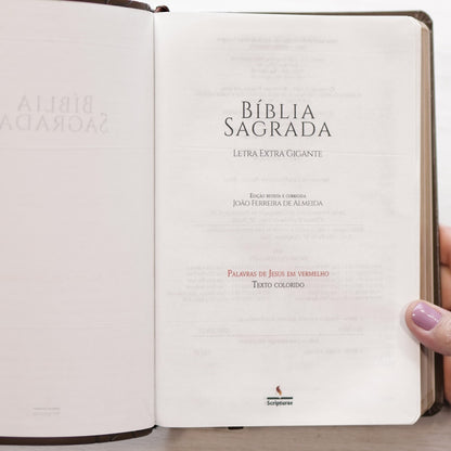 Bíblia Sagrada Harpa Celestial 774 | ERC | Letra Extra Gigante | Capa Marrom Claro Arabesco