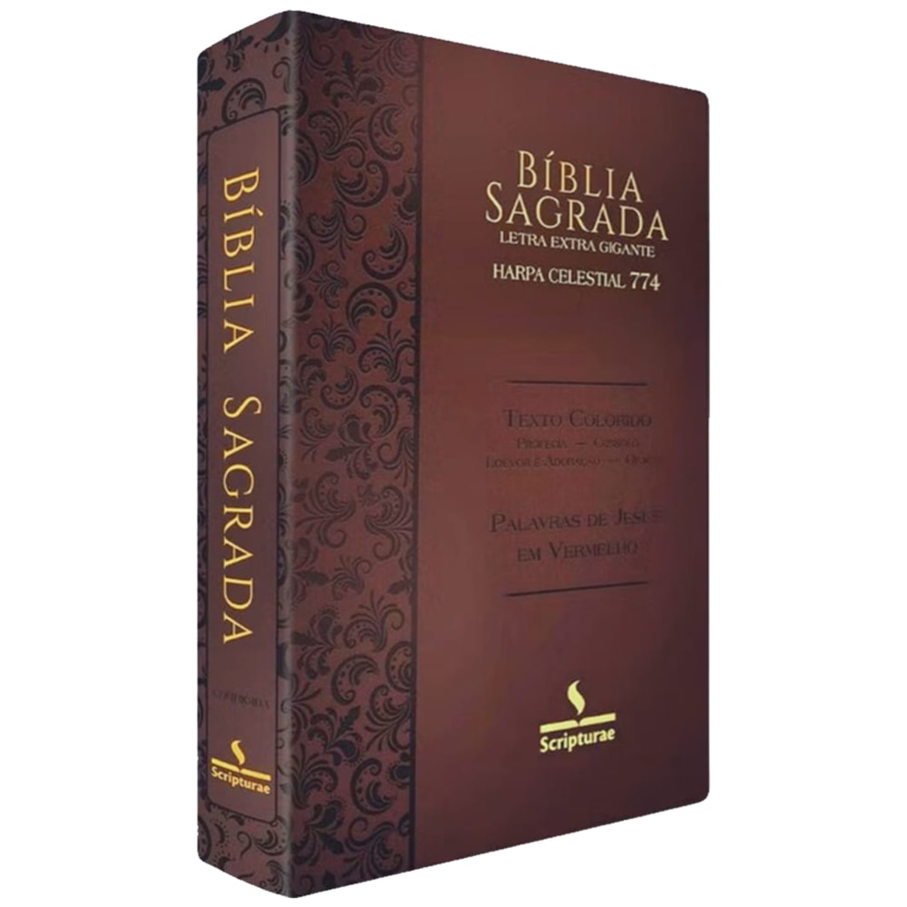 Bíblia Sagrada Harpa Celestial 774 | ERC | Letra Extra Gigante | Capa Marrom Escuro