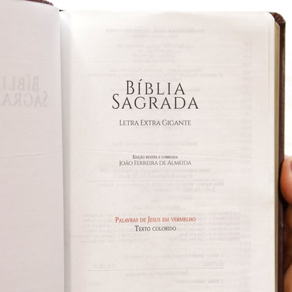 Bíblia Sagrada Harpa Celestial 774 | ERC | Letra Extra Gigante | Capa Marrom Escuro