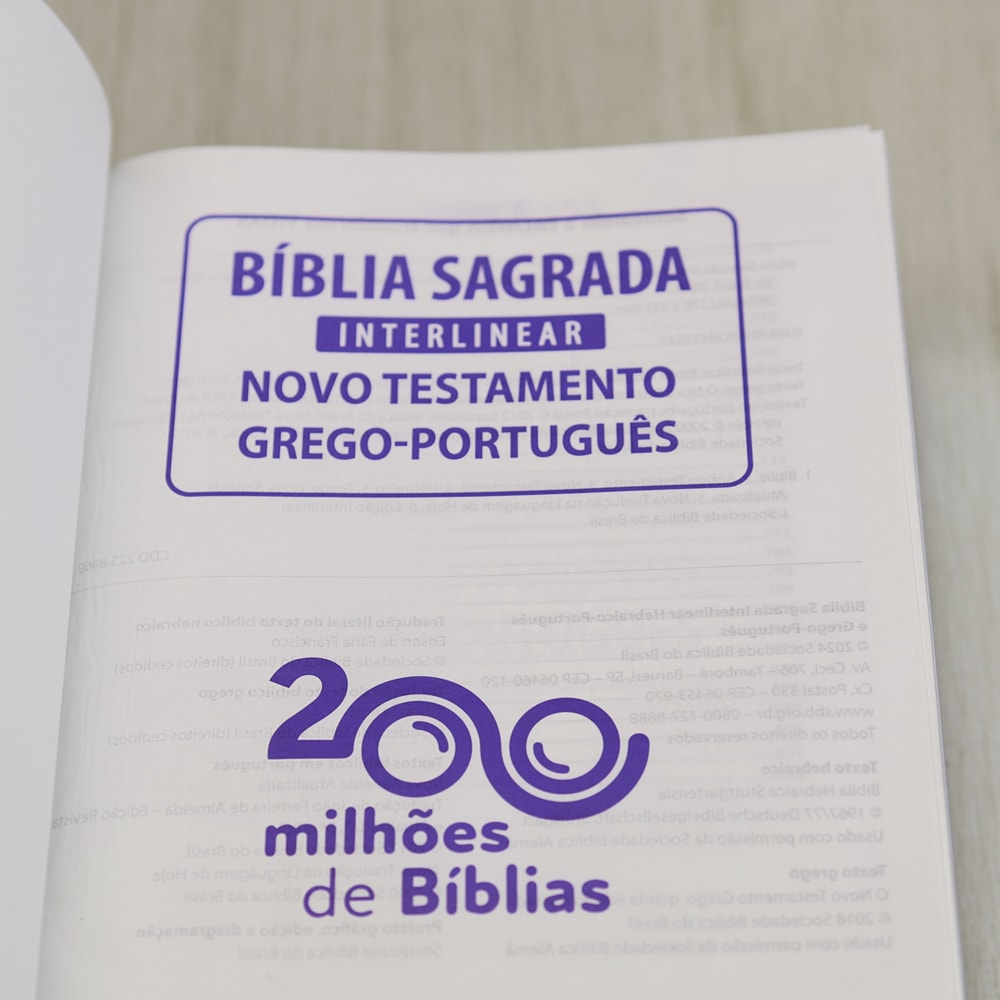 Bíblia Sagrada Interlinear Novo Testamento | Grego-Português