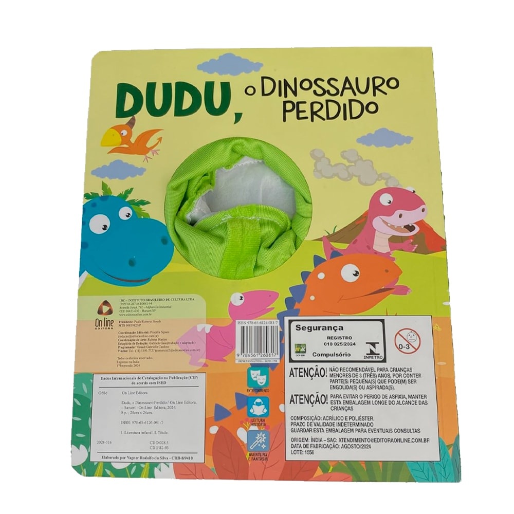 Dudu O Dinossauro Perdido |  Livro Fantoche